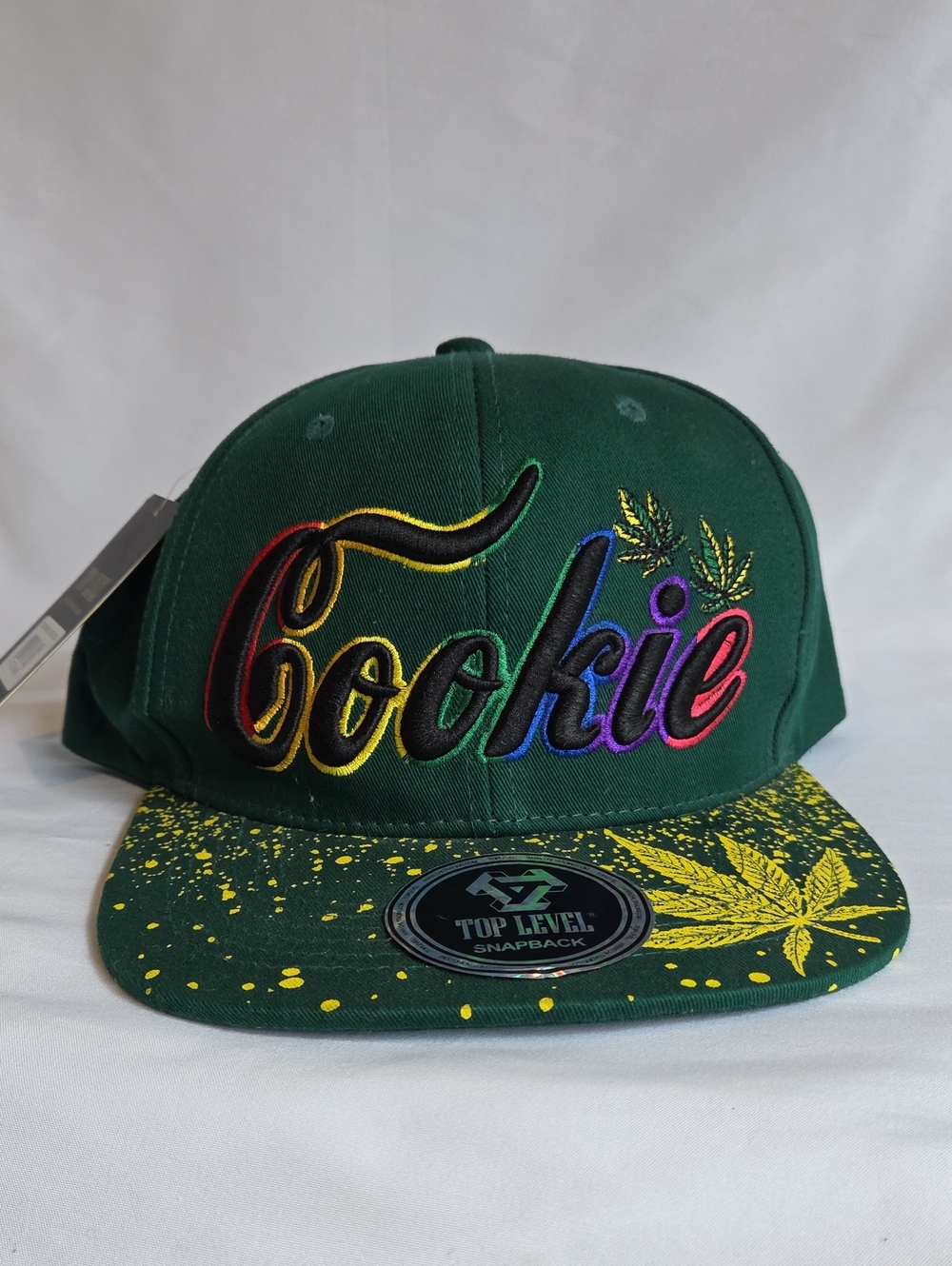 Cookie Multicolor Embroidered Green Snapback Hat